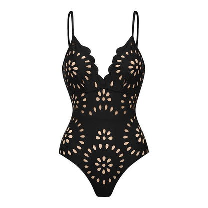 Lunimo® Flower Hollow One Piece Swimsuit and Skirt